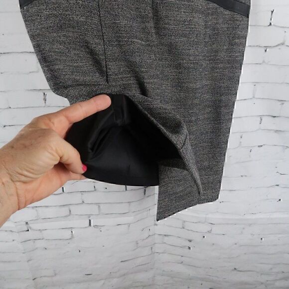 EXPRESS BLACK TWEED WITH FAUX LEATHER ACCENTS BUSINESS OFFICE WORK SKIRT SIZE 6 - Picture 10 of 10